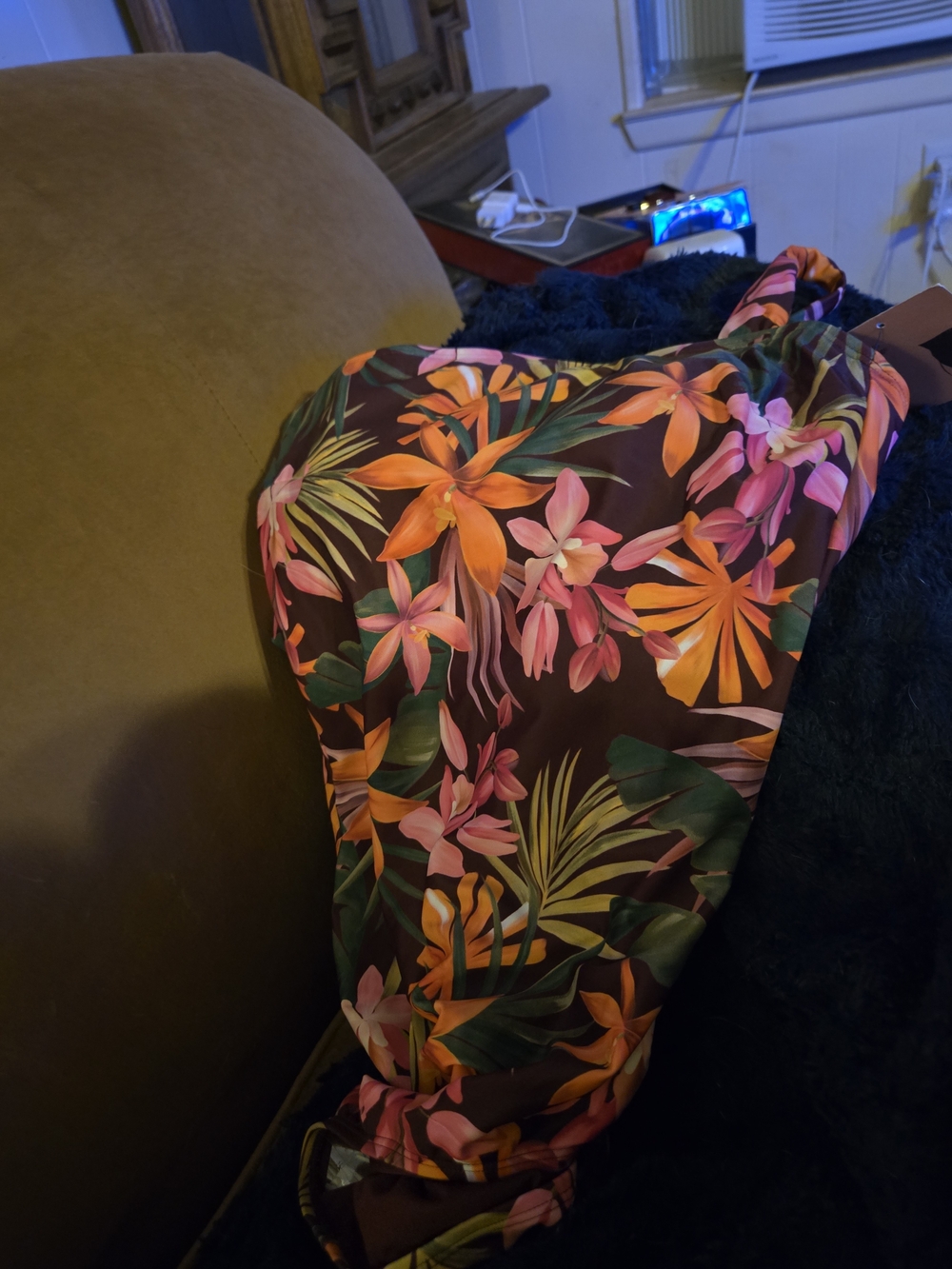 Tropical Floral Swimsuit  Pink & Orange Flowers